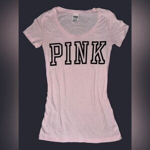 PINK Victoria's Secret Light Pink Tee with Bold Logo